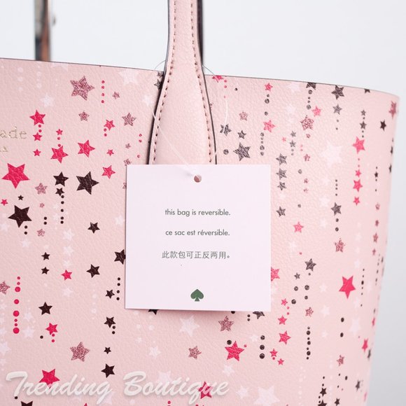 NWT Kate Spade Twinkle Printed Small Reversible Tote Shoulder Bag in Pink Multi - Picture 4 of 10